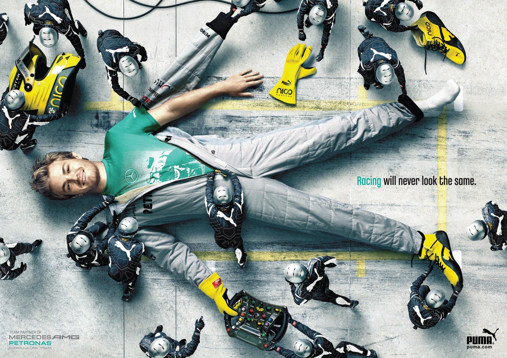 Puma racing gear advertisement