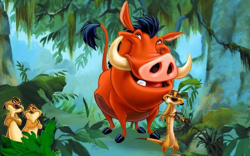 Pumbaa and Timon in Jungle — Green