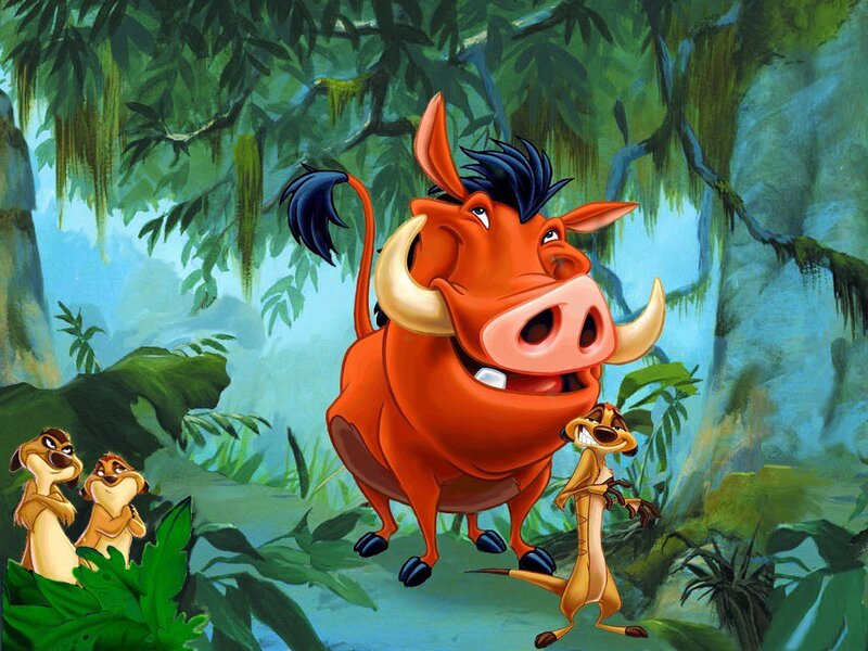 Pumbaa and Timon in the jungle