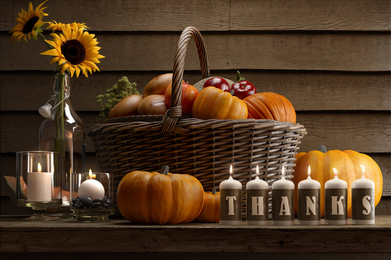 Pumpkin and Candle Arrangement — Brown