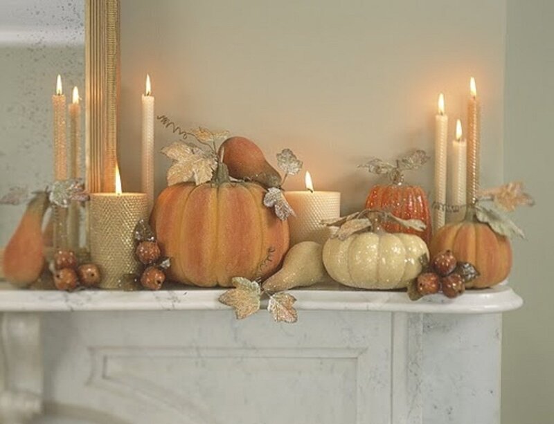 Pumpkin and Candle Arrangement