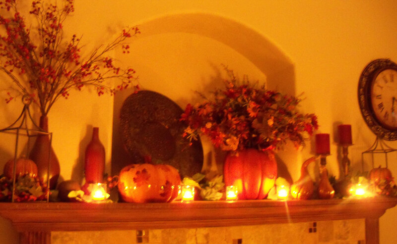 Pumpkin and Candle Display