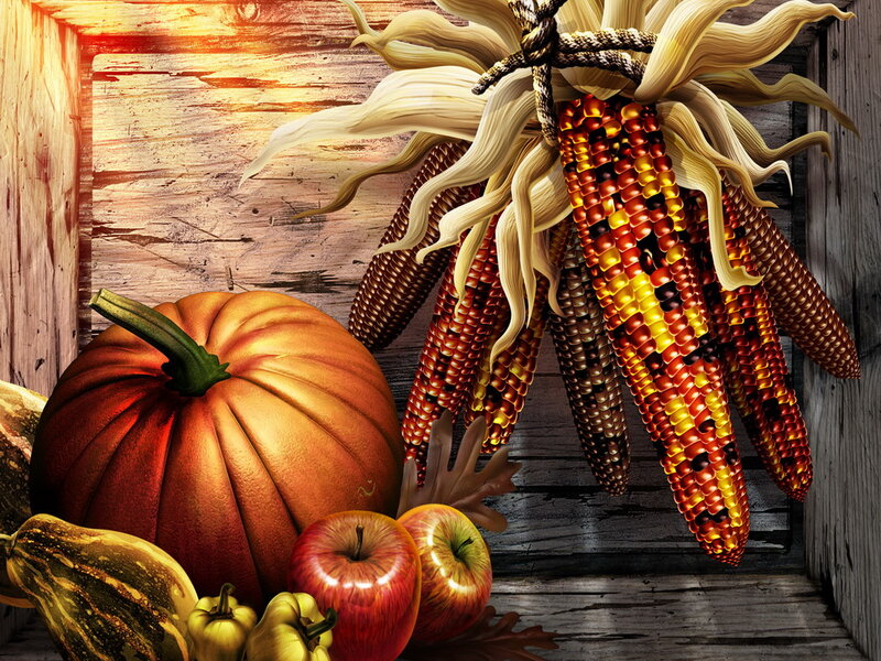 Pumpkin and Corn Display