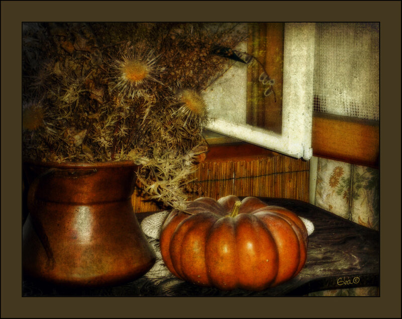 Pumpkin and Dried Flowers