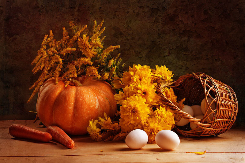 Pumpkin and Flowers