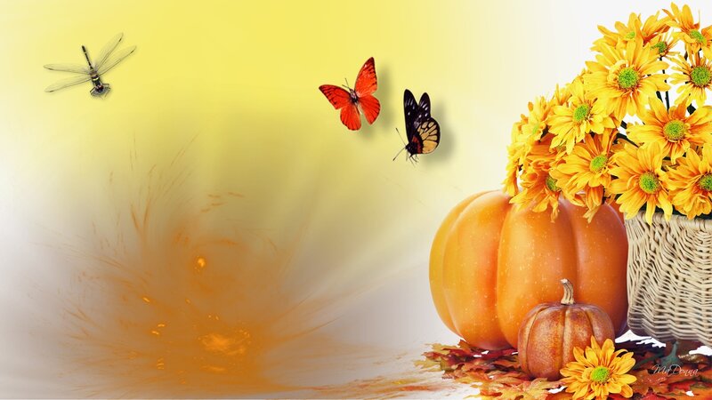 Pumpkin and Flowers — Yellow