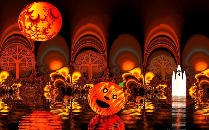 Pumpkin and Ghost in Water