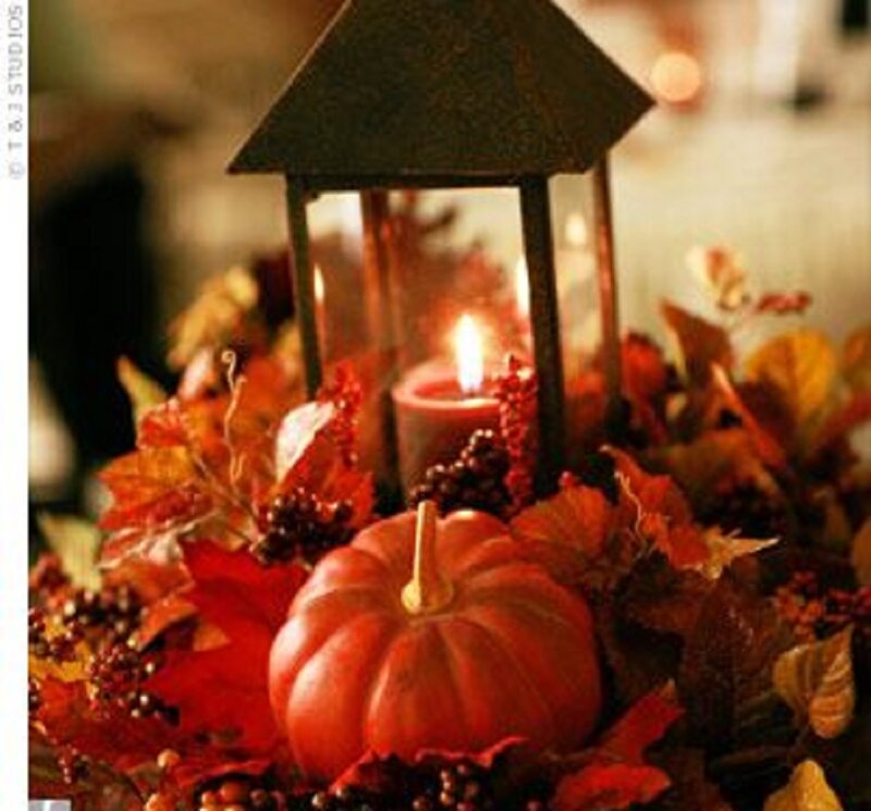 Pumpkin and Lantern Centerpiece