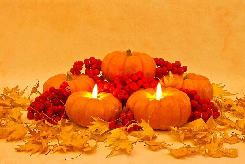 Pumpkin Candle Arrangement — Orange, Warm