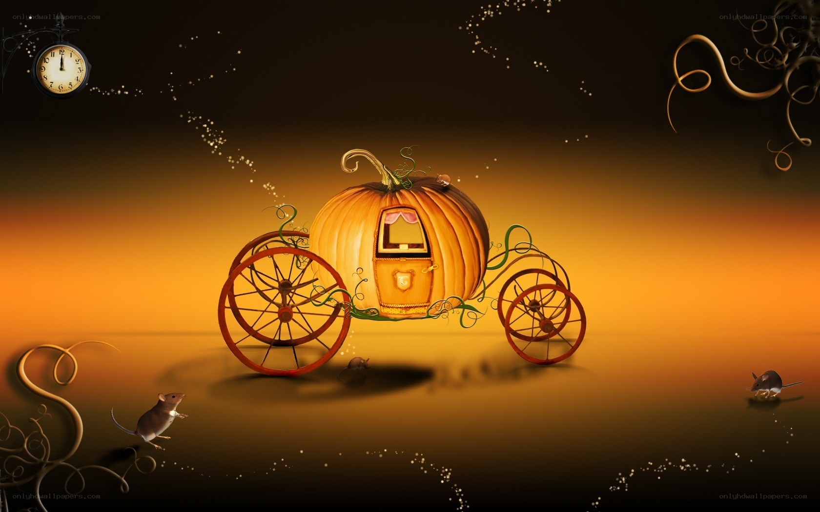 Pumpkin carriage at midnight