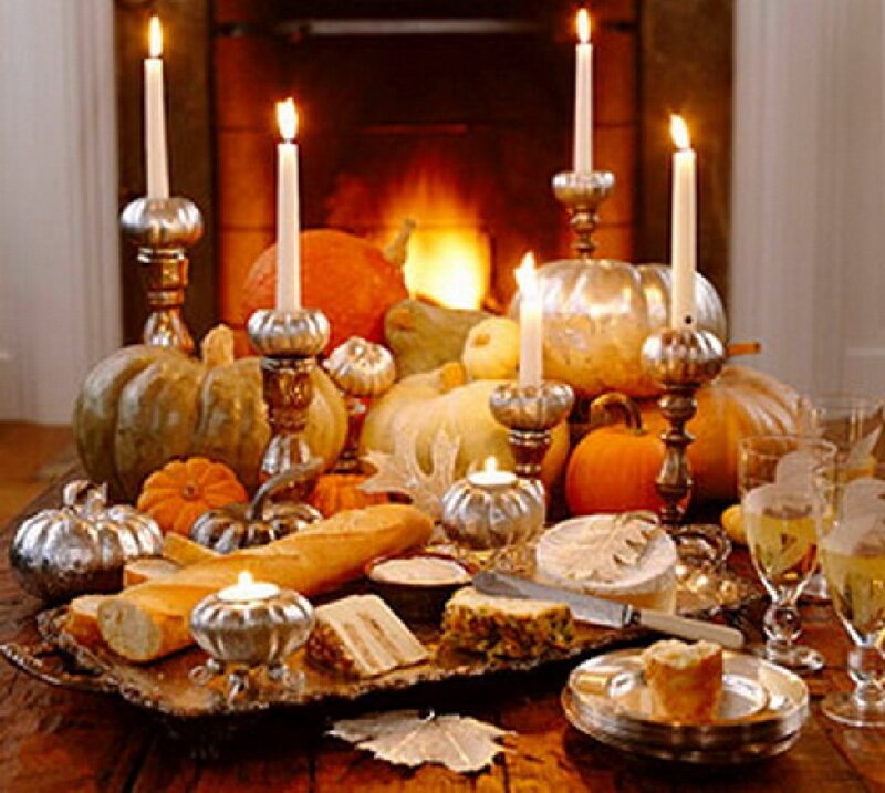 Pumpkin Centerpiece on Table — Orange