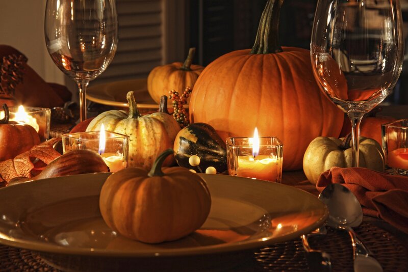 Pumpkin Centerpiece on Table