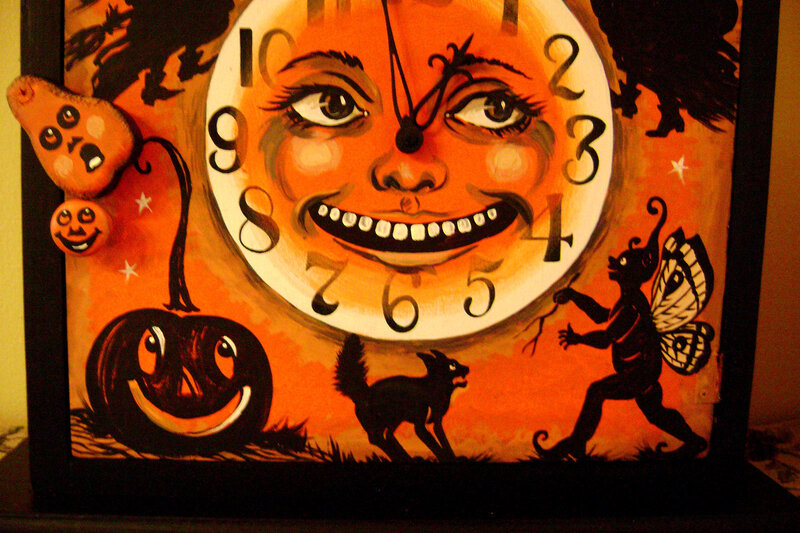 Pumpkin Clock with Faces