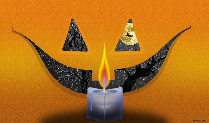Pumpkin Face with Candle