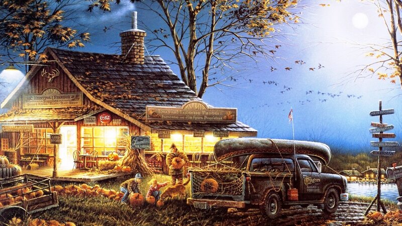 Pumpkin Farm at Night