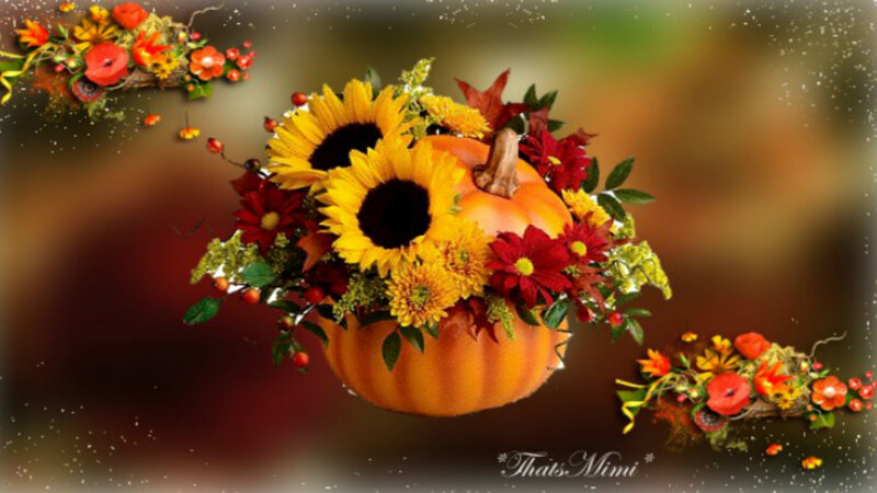 Pumpkin Floral Arrangement — Orange, Festive, Autumn