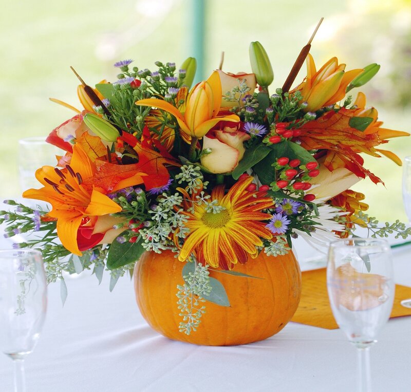 Pumpkin Floral Arrangement — Orange