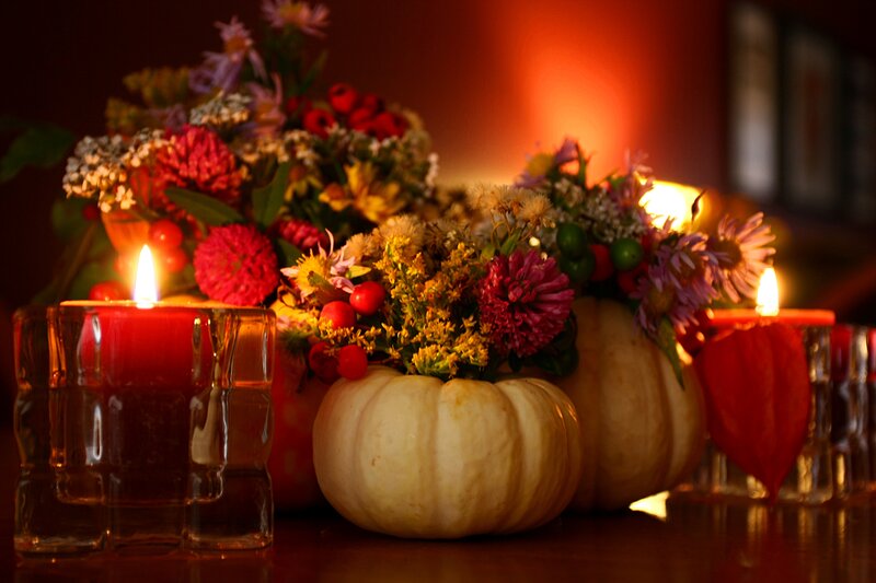 Pumpkin Floral Arrangement — Red