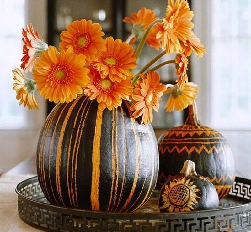 Pumpkin Flower Arrangement — Orange, Festive