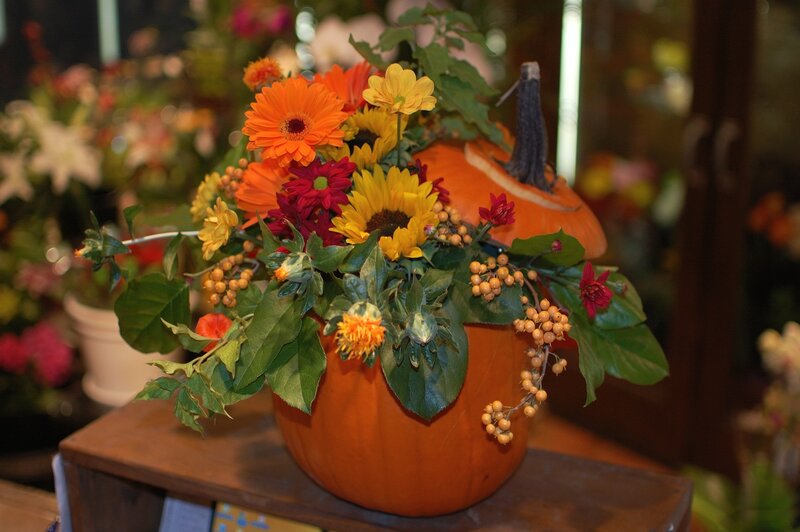 Pumpkin Flower Arrangement — Orange