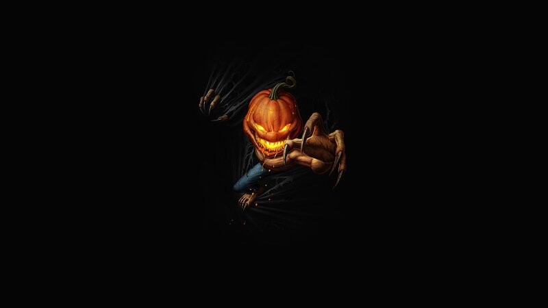 Pumpkin-headed Creature — Black, Creepy