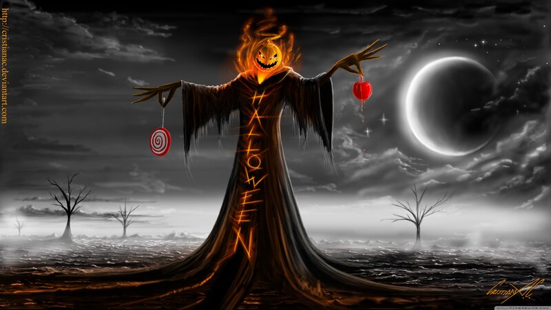 Pumpkin-headed Figure — Black, Dramatic