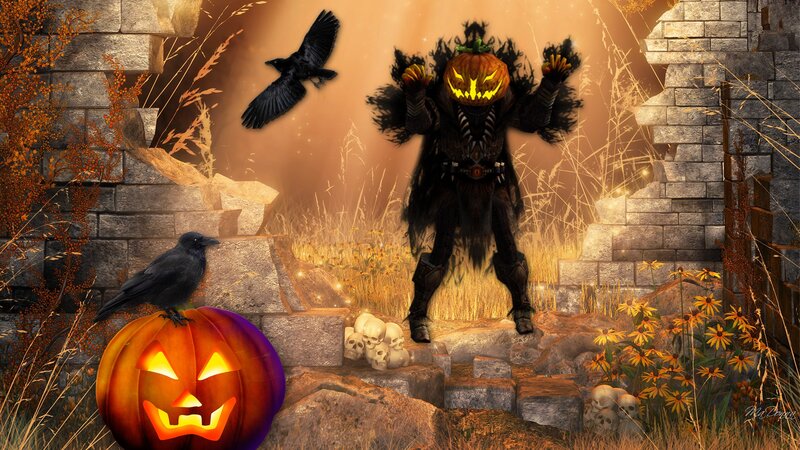 Pumpkin-headed Figure — Orange, Creepy