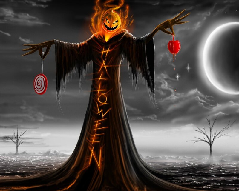Pumpkin-headed horror figure