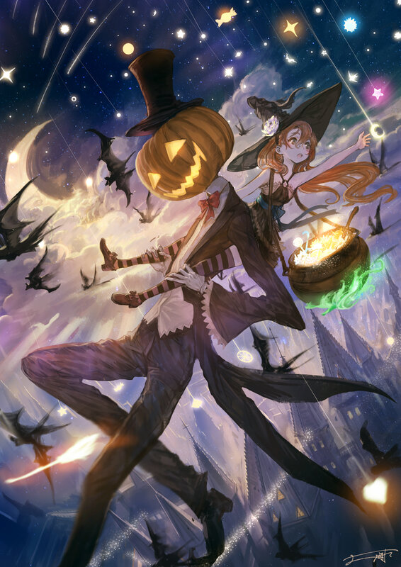 Pumpkin-headed Man and Witch