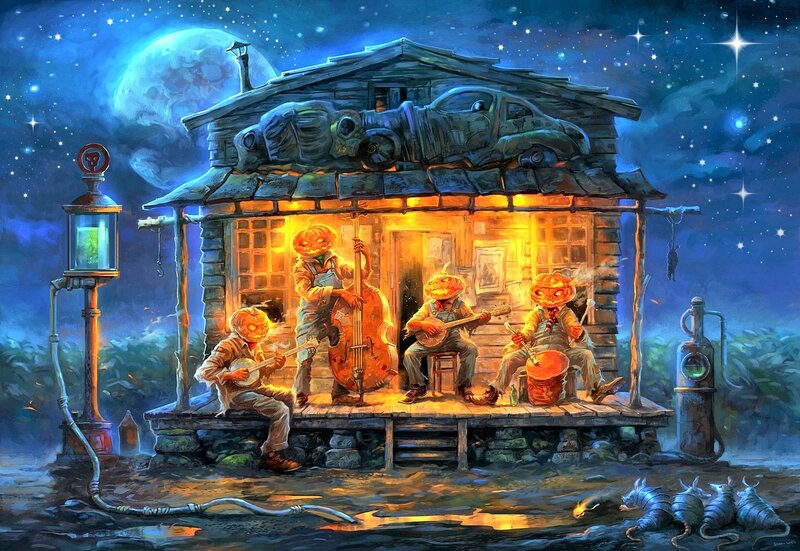 Pumpkin-headed Musicians — Blue