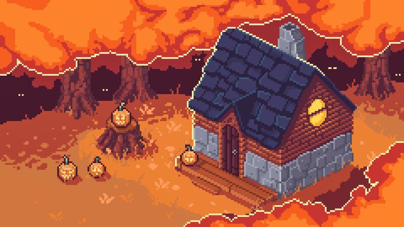 Pumpkin House in Forest — Orange