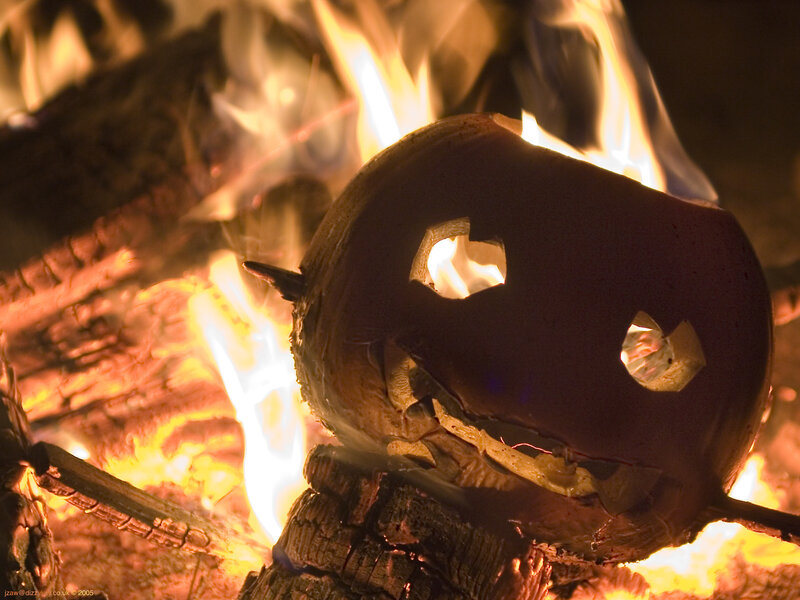 Pumpkin in a bonfire