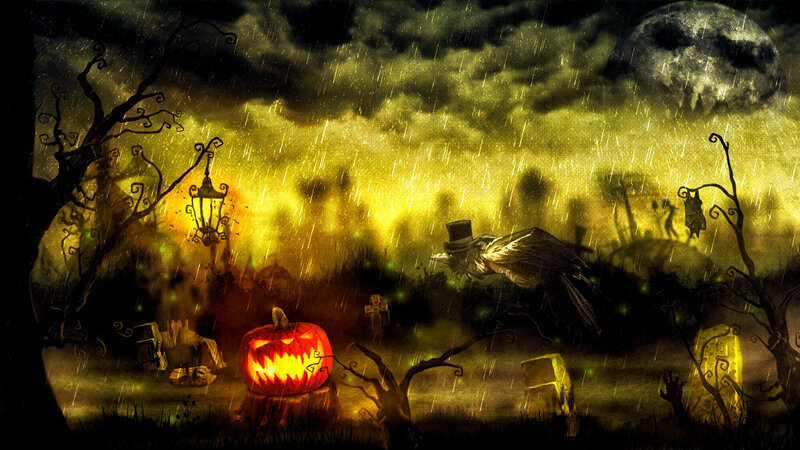 Pumpkin in Graveyard — Black