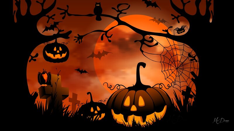 Pumpkin in Graveyard — Orange, Creepy