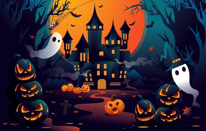 Pumpkin Lanterns at Night — Orange, Spooky