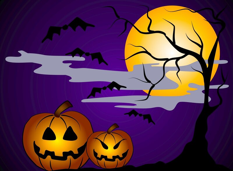 Pumpkin Lanterns at Night — Purple