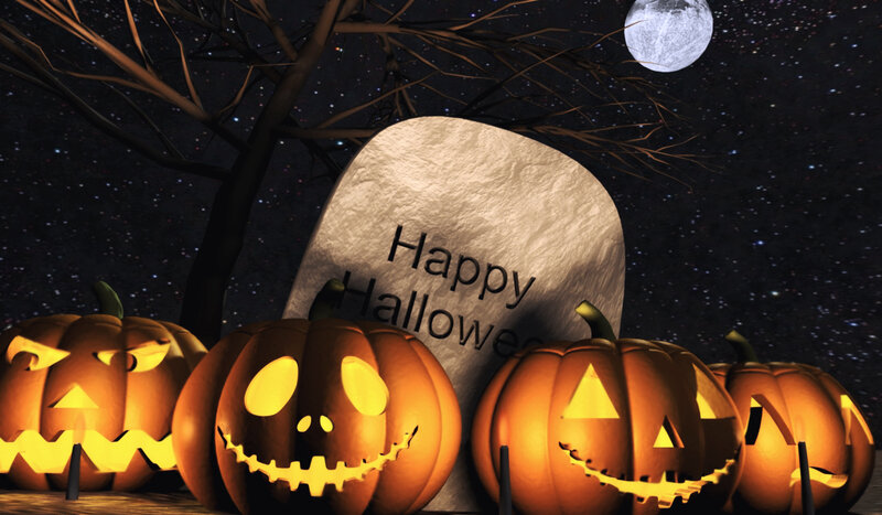 Pumpkin Lanterns in Graveyard