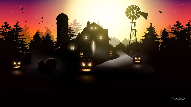 Pumpkin Lanterns on Farm