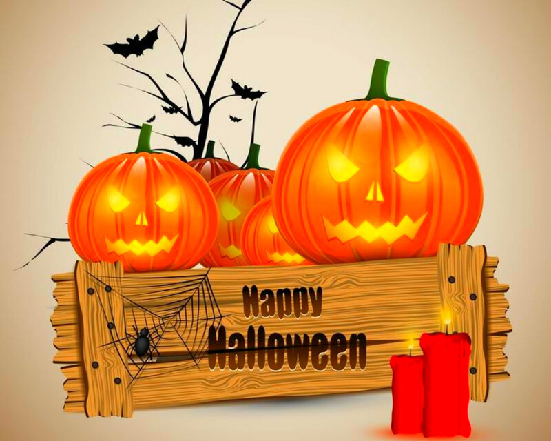 Pumpkin Lanterns on Wood