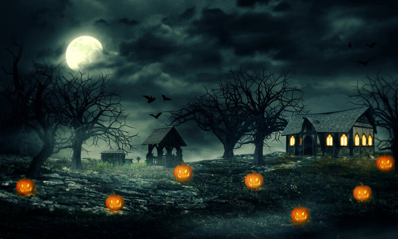 Pumpkin-lit Graveyard — Black