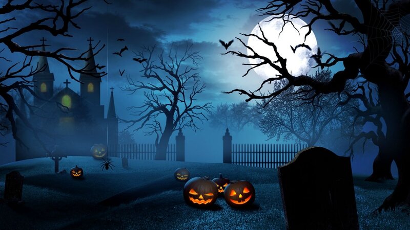 Pumpkin-lit Graveyard — Blue