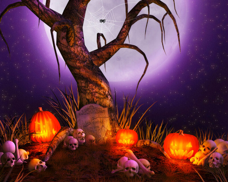 Pumpkin-lit Graveyard — Purple