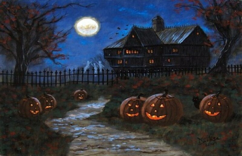 Pumpkin-lit Path at Night