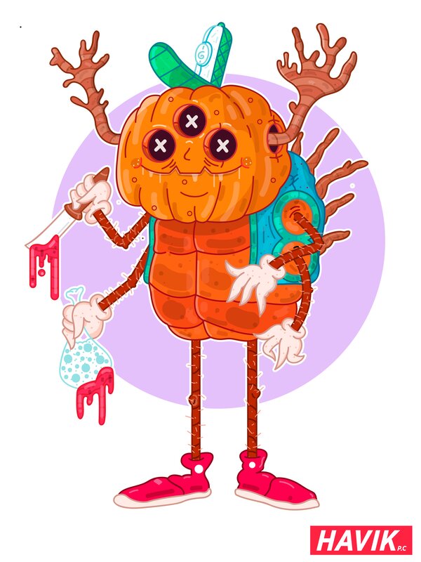 Pumpkin Monster Character — Orange