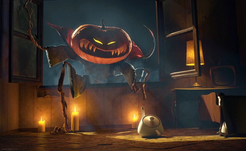 Pumpkin Monster in Room