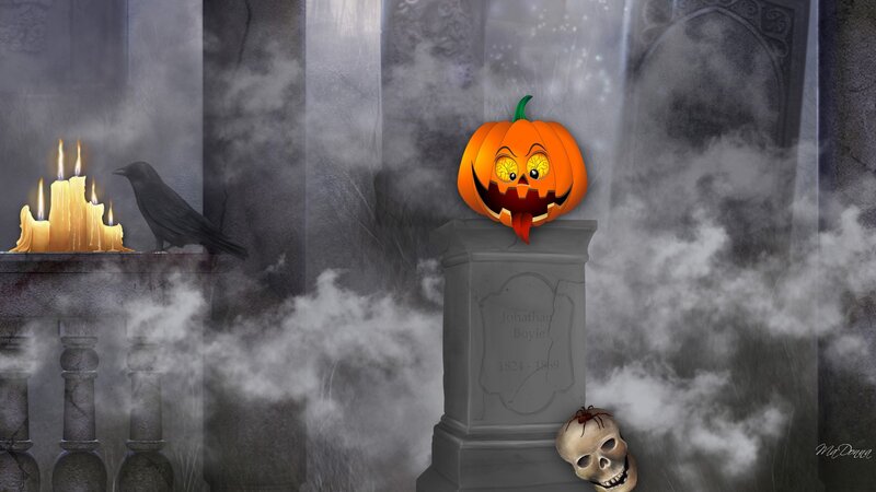 Pumpkin on Gravestone