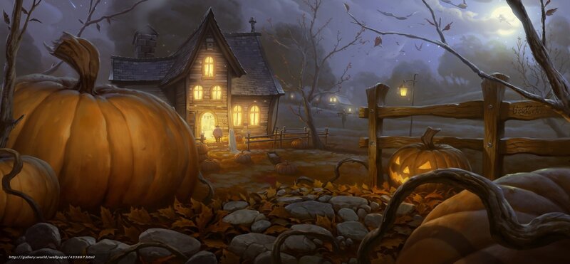 Pumpkin Patch at Night — Orange, Creepy, Digital Art