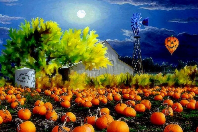 Pumpkin Patch at Night — Orange, Dramatic