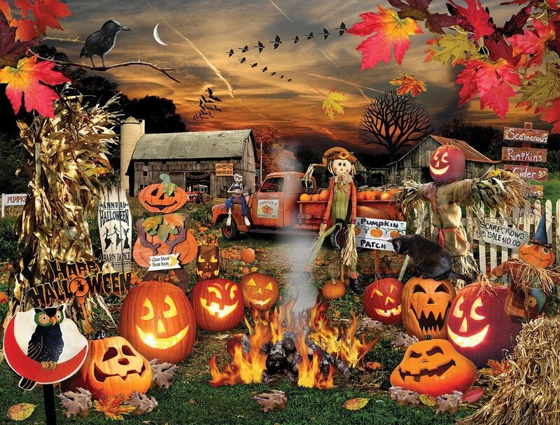 Pumpkin Patch at Night — Orange, Festive