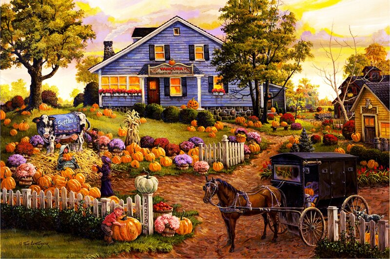 Pumpkin Patch with House